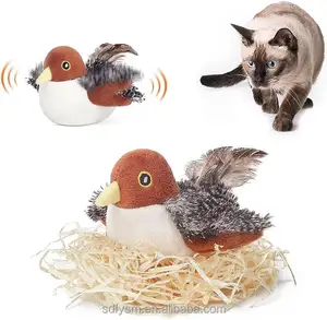Игрушки для кошек Potaroma, перезаряжаемые хлопающие птицы, воробьи, реалистичные чириканья, твиты, сенсорные игрушки для котенка, интерактивные упражнения для кошек