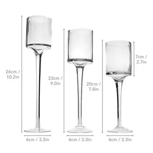 Wholesale glass holders for candles bulk glass candlestick holders tall glass candlesticks for decoration