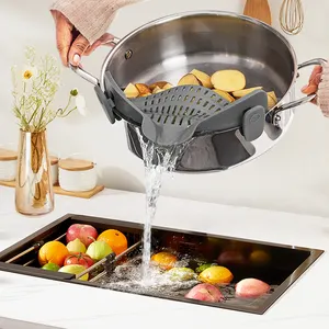 Kitchen Accessories Universal Food Filter Adjustable Silicone Pasta Colanders Clip On Pot Strainer