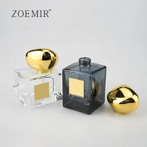 Small spray glass perfume bottle with gift box gold square clear fragrance bottle perfume glass
