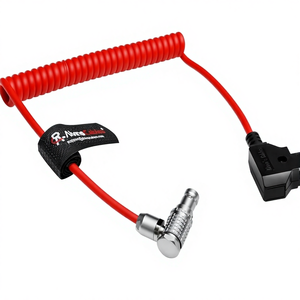 Câble d'alimentation enroulé ultra souple à 2 broches mâle-mâle à angle droit Alvin pour Teradek/SmallHD/Z-CAM/Blackmagic Pyxis - Product Image 1