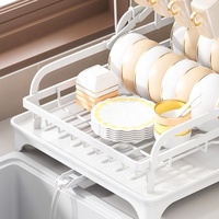 Égouttoir à vaisselle métallique détachable et antirouille, gain de place, pour comptoir de cuisine, solution de rangement pour bols, couverts et assiettes