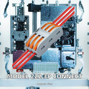 Modèle 222 – Terminal à sertir compact à connexion rapide, 3 pôles, broches en cuivre, boîtier en nylon pour applications électriques, connecteurs 3P - Product Image 3