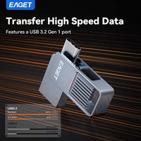 Clé USB EAGET CU32 USB-A vers USB-C 2-en-1 OEM, corps métallique rotatif USB 3.0 pour téléphone, PC, Mac, clé USB, mémoire USB