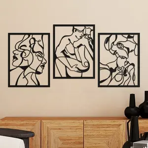 Putuo décor Offre Spéciale ligne minimaliste Sculpture murale en bois Art mural moderne Nature suspendu mur décor à la maison