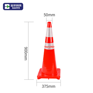 Baoye PVC personalizar cono de tráfico reflectante 28 "36 PVC seguridad carreteras señal Flexible colorido cono de tráfico - Product Image 1