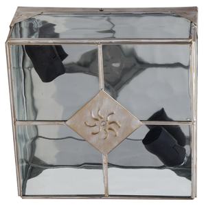 Plafonnier grand format à 2 ampoules E27, dimensions 11x25x25 cm, finition or ; idéal pour l'éclairage décoratif dans les maisons et les bureaux. - Product Image 1