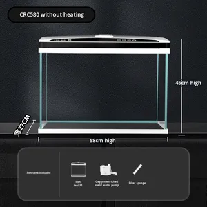 スマートフィッシュタンク（フィルター、LEDライト付き）スマートアクアリウムフィルターフィッシュタンクウルトラホワイトガラスフィッシュタンク卸売温度表示 - Product Image 5