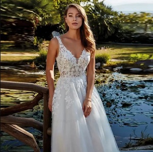 <span class=keywords><strong>Robe</strong></span> <span class=keywords><strong>de</strong></span> mariée NDB11061 en dentelle, style A-line, sexy et tendance, avec appliques en dentelle, sans manches, <span class=keywords><strong>pour</strong></span> femmes - Product Image 4