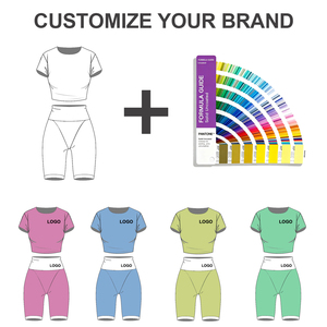 定制瑜伽服腰部弹力双色女式瑜伽套装 - 时尚运动文胸和打底裤/短裤，适合健身房健身 - Product Image 5