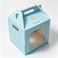 Caja para Pastel de Cartón de Diseño Simple, Plegable, Reciclada, de Alta Calidad, con Ventana de PET, Caja para Empacar Alimentos