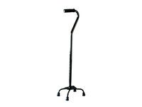 Canne à 4 pieds en plastique noir avec poignée en TPR, canne de marche réglable, baston léger en aluminium
