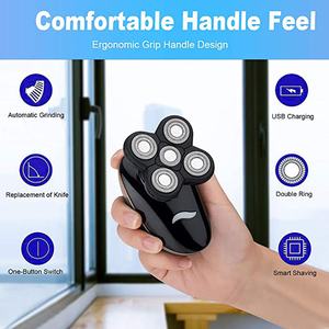 Afeitadora eléctrica impermeable para hombres calvos, afeitadoras eléctricas de cabeza inalámbrica 5D 5 en 1 de diseño moderno - Product Image 5