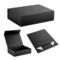 Boîte cadeau magnétique noire de luxe, emballage en papier pliable, boîte en carton avec fermeture magnétique pour les boîtes cadeaux de mariage et d'anniversaire