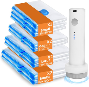 <span class=keywords><strong>Sacchetti</strong></span> Sottovuoto per <span class=keywords><strong>Vestiti</strong></span> con Pompa Wireless, Confezione da 9 <span class=keywords><strong>Sacchetti</strong></span> <span class=keywords><strong>Salvaspazio</strong></span> per Viaggi, Traslochi, Piumoni, Conservazione Abiti - Product Image 1