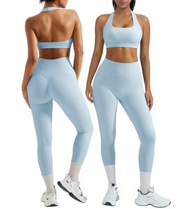 Custom Logo <b>Women</b> Yoga Set Sports Bra High Waist <b>Leggings</b> Sets 2 Piece Activewear Fitness Outfit <b>Women's</b> - Product Image 1