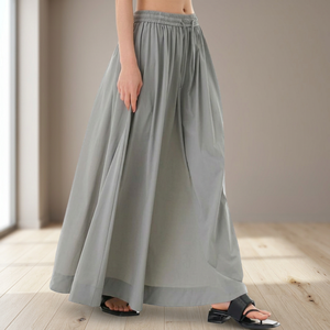 Casual Wrap Corduroy Rayon A-Line Floor-Length Skirt Women Girls <b>Elastic</b> Waistline Embroidered Tassel Decorated Comfortable - Product Image 2