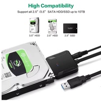 Cable Adaptador USB 3.0 Estándar SATA, Conductor de Cobre Puro, Blindaje Trenzado, Revestimiento de PVC, Garantía de 12 Meses, para Disco Duro/SSD de 3.5 Pulgadas