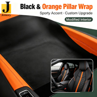 Jemery Premium Silicone Leather Metallic Stretch pour garniture de pilier de voiture électrique, matériau intérieur végétalien à faible teneur en COV, résistant à la chaleur