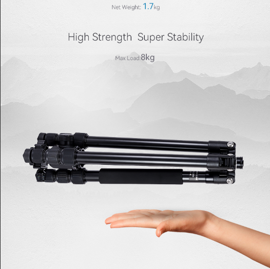 Professional Aluminum Tripod Monopod-Lightweight Travel Tripod 360 Degree Ball Head 10kg Load Capacity Bubble Level for Camera