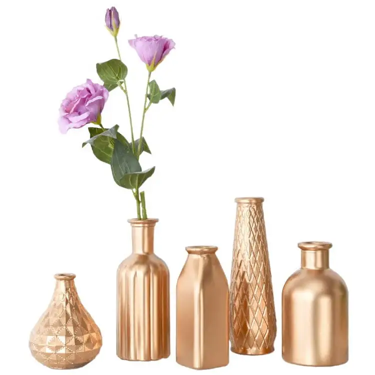 Nordic Vase 2021 Gold Farben Dekoration Vasen Bestseller Nordic Glazen Vaas Goud Moderne Tischplatte Luxus Small Bud Vase
