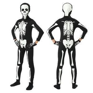 <span class=keywords><strong>Disfraz</strong></span> Unisex de <span class=keywords><strong>Esqueleto</strong></span> de Halloween para Niño y <span class=keywords><strong>Niña</strong></span>, Mono con Estampado 3D, Cosplay que Brilla EN LA Oscuridad - Product Image 4
