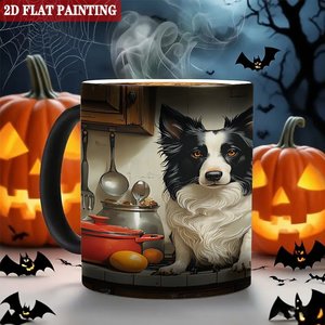 Tasse en céramique à changement de couleur 11oz, tasse magique sensible à la chaleur avec motif artistique de chien, thème cuisine, peinture plate 2D - Product Image 6