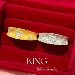 King Silver Jewelry Gourd Shape <b>Ring</b> Gold And Silver Pave Setting Unisex Everyday Wear - Product Image 1