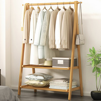 Porte-manteau pliant moderne en bambou massif, cintre sur pied épaissi au sol, étendoir de balcon, rangement de chapeaux pour chambre à coucher et maison