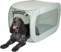Cage de voyage pliable et portable en polyester pour chats et chiens avec boucle de ceinture de sécurité, respirante et imperméable pour voiture