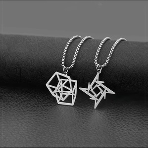 Moda Simples Cool <span class=keywords><strong>Rock</strong></span> Hip Hop Unisex Geométrica Irregular De Aço Inoxidável Colar De Pingente De Metal Para Homens E Mulheres - Product Image 2