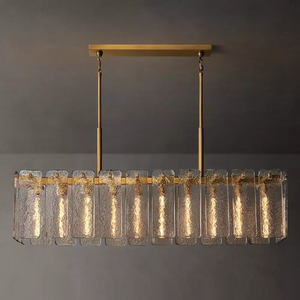 Lustre en verre doré haut de gamme de 60 pouces avec lumières LED blanc chaud 220V pour salon moderne, restaurant et salle à manger d'hôtel - Product Image 3