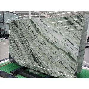 Luxury Marble Design Bathroom Countertop Wall Flooring Jade Stone Veins Bookmatched Green Marble Slabs