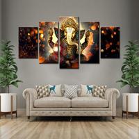 Hd imprimé 5 pièces toile Art indien dieu Ganesha éléphant peinture mur photos pour salon moderne toile peinture murale