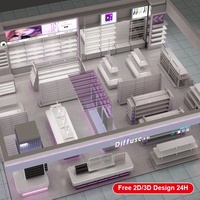 Étagère de présentation personnalisée en métal pour salon de beauté, meuble de rangement inférieur, présentoir de produits de soin éclairé par LED, conception 3D gratuite