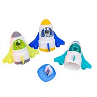 Taille-crayon créatif en plastique en forme de navette spatiale, papeterie pour enfants, prix, manivelle, portable, cadeau, vente en gros de papeterie