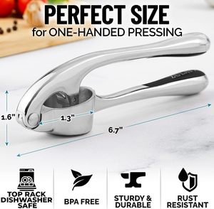 Stainless Steel Garlic <b>Press</b> with Silicone Garlic Peeler Garlic Mincer and Crusher Tool - Product Image 4
