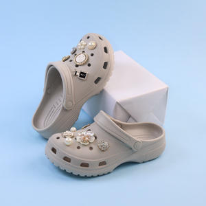 Zuecos Beige para Niñas, Sandalias de Playa Antideslizantes con Punta Abierta para Verano, para Niños Pequeños, Estudiantes, Kit DIY BC-1929 Flor de Diamantes - Product Image 4