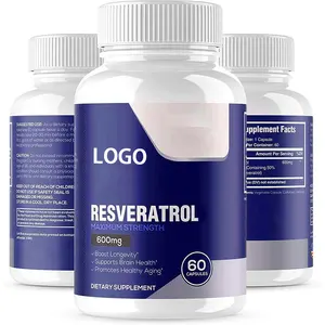 Trans orgânico puro natural do polifenol do OEM 99% Resveratrol encerra 500mg para o suplemento antienvelhecimento