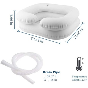 Portable Shampoo Bowl Folding Injured Patient <b>Bath</b> & Shower Faucets <b>Inflatable</b> Hair Wash Basin Human Hair Wigs White - Product Image 5