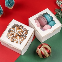 Boîte de papier à gâteau de qualité alimentaire Boîtes de boulangerie roses jetables Biodégradable Petit Macaron Cookie Mini Boîtes à gâteau Emballage