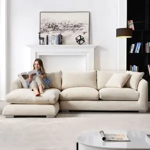 Atunus Postmodern Soft Beige Feather Modular Sectional Sofa Set Upholstered Office Hotel Apartment Furniture Couch Lounge Couch