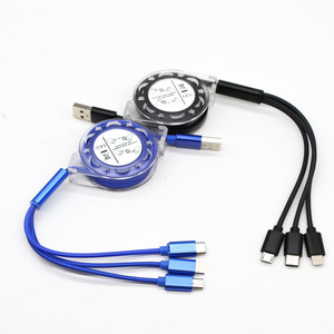Câble de données USB Type C rétractable Pinou 1,5 m 3 en 1 pour téléphone et charge de voiture - Product Image 3