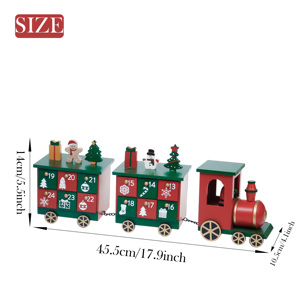 EAGLEGIFTS Calendrier <span class=keywords><strong>de</strong></span> l'Avent <span class=keywords><strong>en</strong></span> <span class=keywords><strong>bois</strong></span> rouge et vert, train <span class=keywords><strong>de</strong></span> <span class=keywords><strong>Noël</strong></span>, décoration <span class=keywords><strong>de</strong></span> <span class=keywords><strong>Noël</strong></span>, ornement <span class=keywords><strong>de</strong></span> table, 45,5x10,5x14cm, couleurs et logo personnalisables - Product Image 2