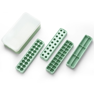 Bandeja de silicona verde para cubitos de hielo con tapa, libre de BPA, para fiestas y uso doméstico, molde de hielo de congelación rápida para bebidas y comida para bebés. - Product Image 4