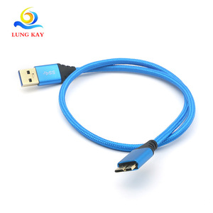 Lung Kay <b>Usb</b> 3.0 Am <b>To</b> Micro B Braided <b>Cable</b> Blue Copper Wire Fast Charging Data <b>Cable</b> For Hard Drive And Devices - Product Image 1