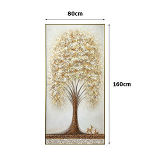 Arte <span class=keywords><strong>de</strong></span> pared <span class=keywords><strong>de</strong></span> árbol <span class=keywords><strong>de</strong></span> <span class=keywords><strong>la</strong></span> <span class=keywords><strong>vida</strong></span>, lienzo enmarcado dorado, obra <span class=keywords><strong>de</strong></span> arte para paredes, pintura moderna texturizada con marco dorado para sala <span class=keywords><strong>de</strong></span> estar, 160X80CM - Product Image 2