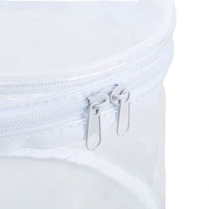 High Quality Custom Size Transparent Clear PVC White Round Shape Toiletry Cosmetic <b>Makeup</b> <b>Case</b> Pouch Bag with Zipper Handle - Product Image 2