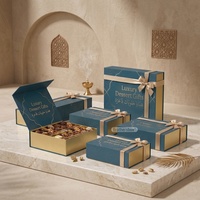 Coffrets cadeaux rigides faits main biodégradables pour le Ramadan, avec estampage à chaud doré, pour dattes et confiseries, boîte magnétique avec ruban