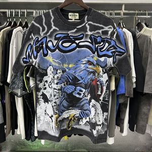 T-shirt Oversize Vintage in Cotone Pesante 100% con Grafica Teschio in Strass, Stile Coachella Night Hip Hop Streetwear, Magliette da <span class=keywords><strong>Uomo</strong></span> Majestik - Product Image 1